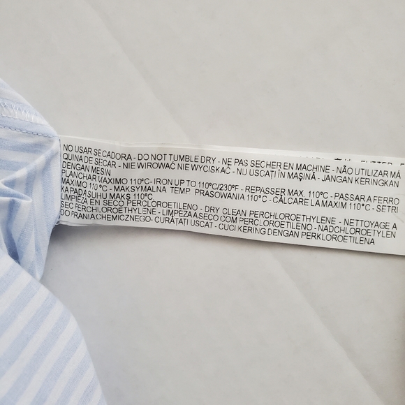 Zara Striped Off the Shoulder Top, Blue White, L - Picture 6 of 7